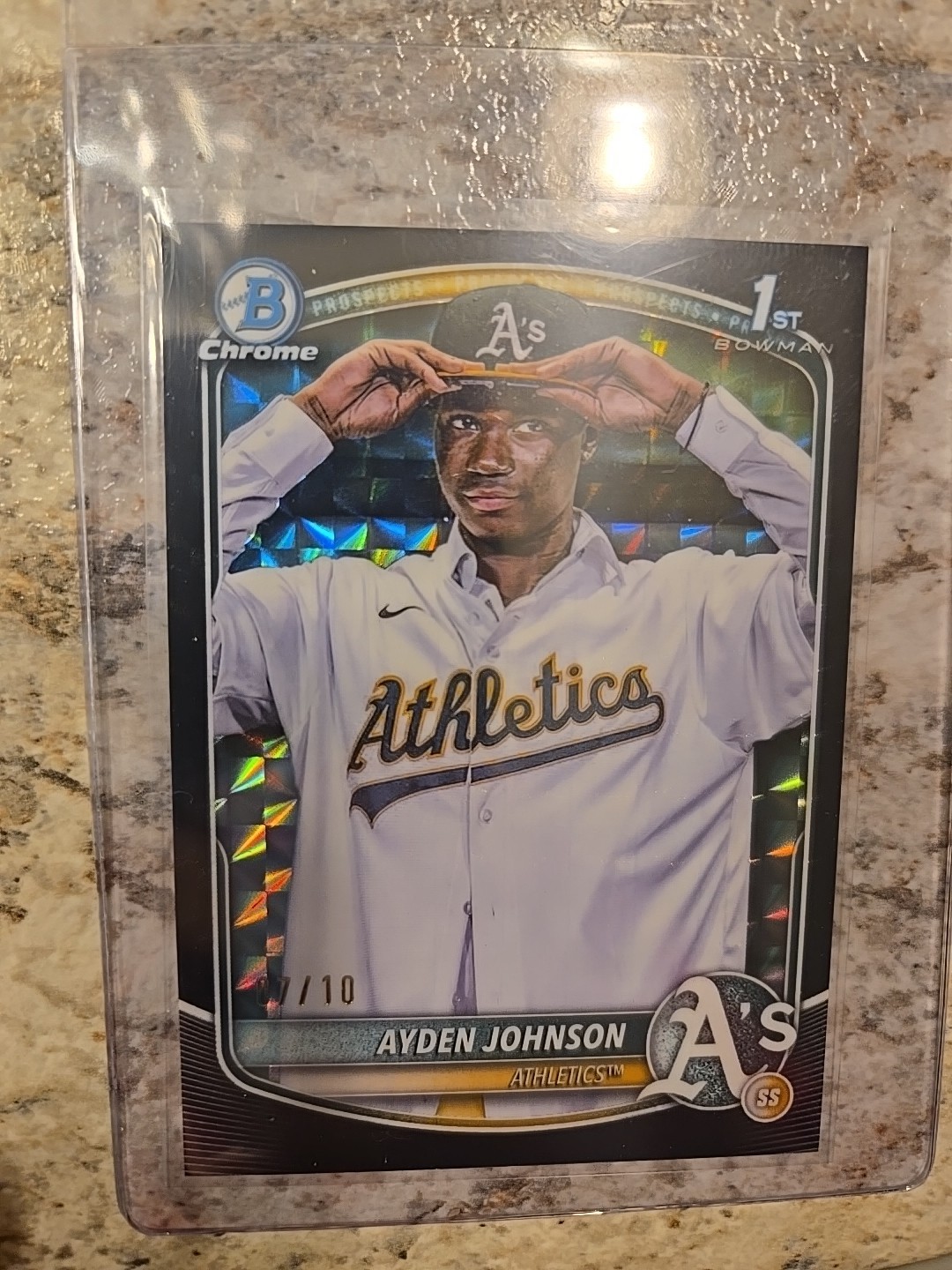 2025 Bowman Chrome Ayden Johnson 🔥 Black Geometric 07/10  Athletics #BCP-197