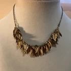 Vtg Y2K Miriam Haskell Style Gold Leaves Dangle Cluster Choker Necklace