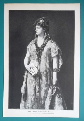 ESTHER Queen of Jewish People Beautiful Costume - 1882 Print 10.5 x 15.5''