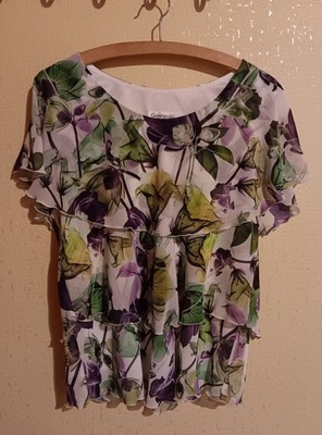 Damenbluse Gr. 42. mehrfarbig, ärmellos, 100 Polyester,Georgette, waschbar