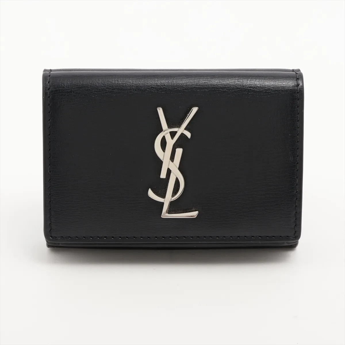 Portafoglio compatto Saint Laurent Paris logo YSL ART517378 in pelle nero