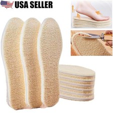 2Pcs Men's Winter Warm Wool Insoles Pads Shoe Inserts Boot Thermal Comfort USA