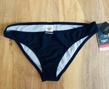 NWT Speedo Hipster Peacoat Navy Blue Bikini Swim Bottom Women UPF 50 Size Large