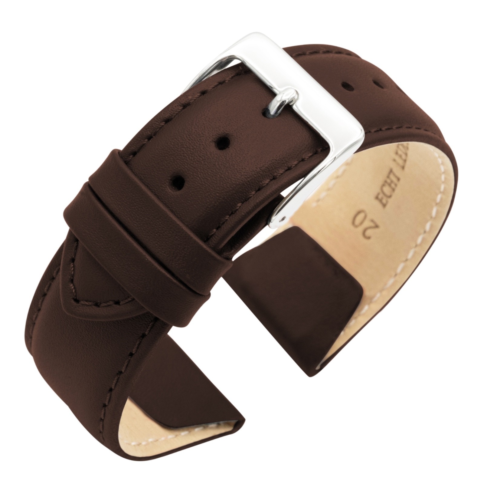 Eichmüller Clip Band für feste Stege in 18/20/22 mm Uhrband Leder Schwarz Braun