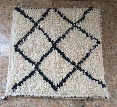 Plush Moroccan Hand-Woven Wool Pillow Square - new - geometric - unstuffed