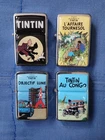 4 lighters Tintin comics Moon lens Sunflower affair congo type zippo comic