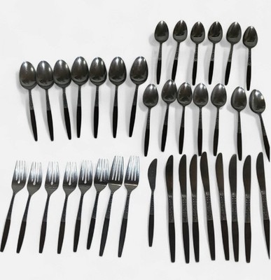 Interpur Stainless Steel Flatware Canoe Muffin Brown Lot Of 37 Mcm Mid Century 