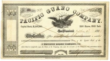 Pacific Guano Company - Popular Topic Bat & Bird Droppings 1868 dated Stock Cert