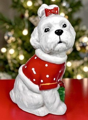 Blue Sky Clayworks Christmas CARMEN Maltese Dog 9.5  Figurine NWT Auth Retailer