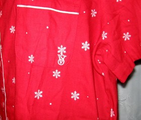 NWT LARGE VICTORIA'S SECRET RED SNOWFLAKE COTTON MODEL SHORTS TOP PAJAMA SET