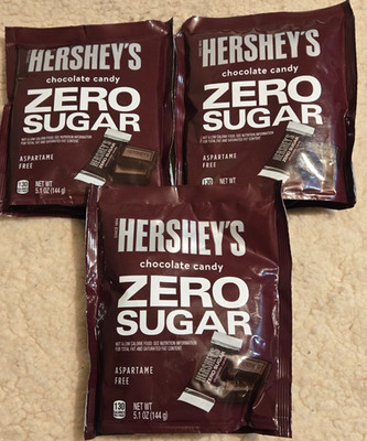 3 New Hershey's Milk Zero Sugar Chocolate Candy Aspartame Free 5.1 oz Ea 7/2026