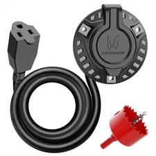 15Amp 125V AC Port Plug 12AWG Copper Wire RV Shore Power Inlet Socket Integrated