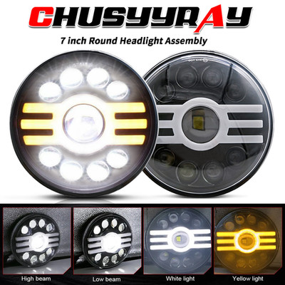 Pair 7 inch Round LED Headlights Hi/Low Beam DRL Fit for Chevy C10 C20 C30