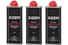 3 x Genuine Zippo Premium Lighter Fuel Fluid 125ml Petrol Refill Tin - UK SELLER