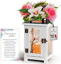 Memorial Lantern with Sympathy Lily Rose Flowers, Sympathy Lantern Bereavemen..