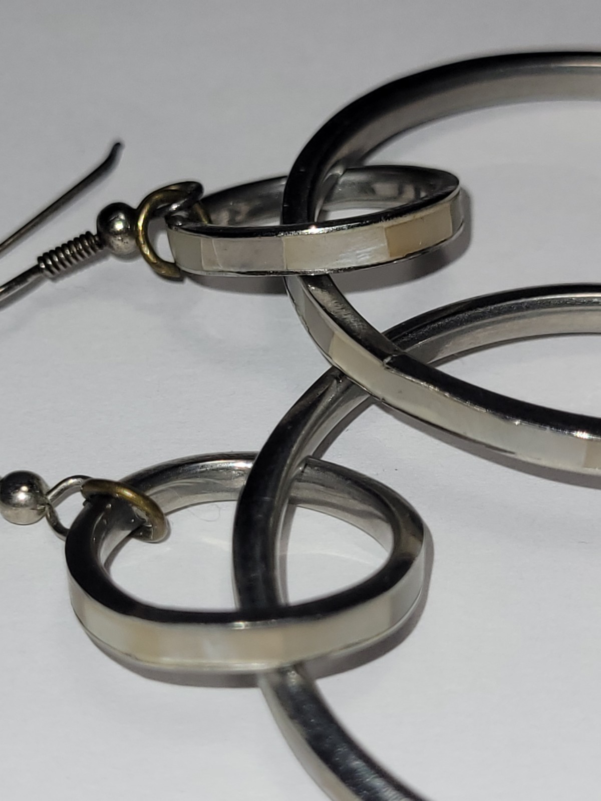 Silver Tone Double Interlocking Circle Hoop Dangl… - image 12