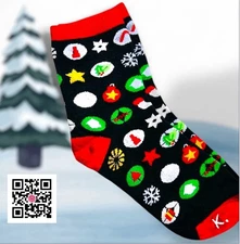 Christmas Socks (K) Mid-Calf Novelty Crew Stocking-Stuffer-Gift Unisex Ornaments