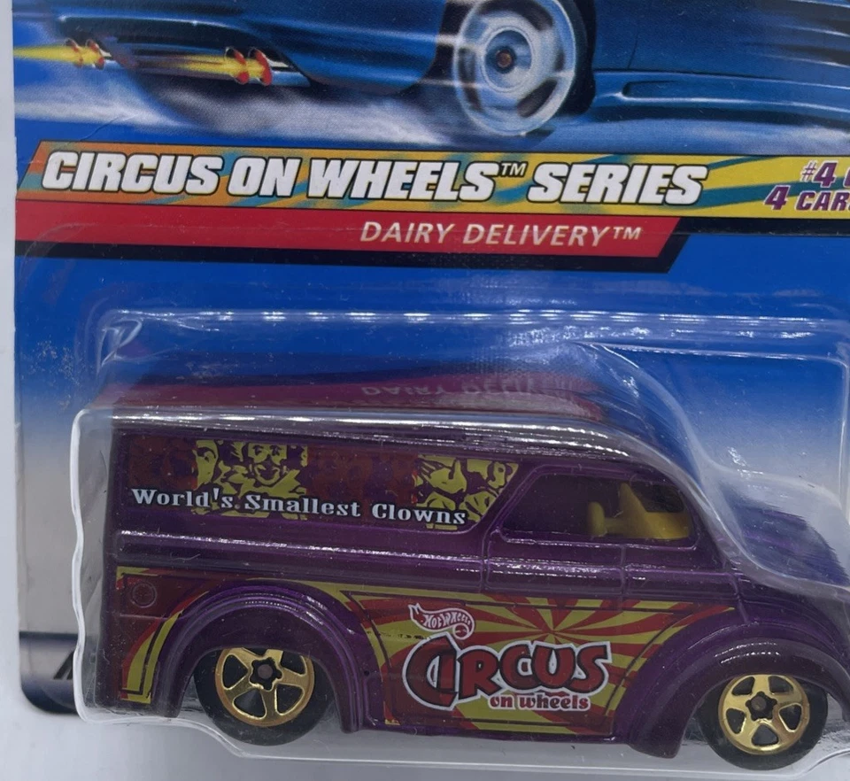 Hot Wheels Circus On Wheels Serie Entrega de lácteos #4/4 coches, tarjeta #2000-028 antigua Foto 3 de 4