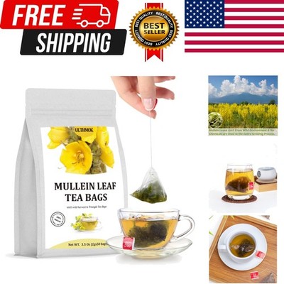 50 Mullein Leaf Tea Bags. Made with 100% Pure Mullein Leaves, for Lungs Clean...