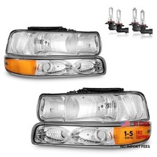 Headlights Assembly OE Replacement Polished Chrome  With High  Low Beam Bulbs