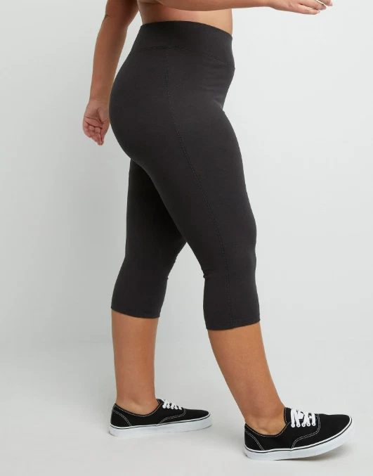 Леггинсы Hanes Just My Size женские эластичные джерси капри, 19,5 дюйма (плюс) черные - Изображение 2 из 4