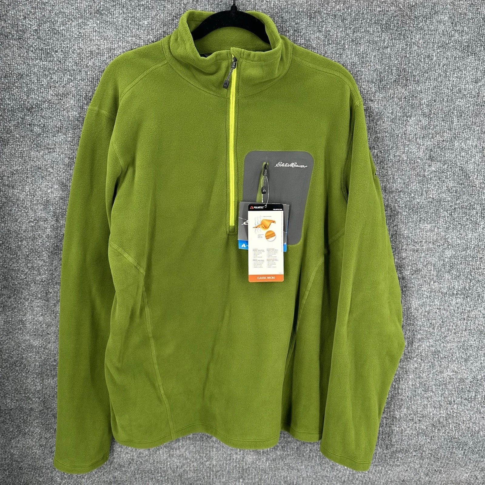 Eddie Bauer Ascent Sweater Men’s L Polartec 1/4 Zip Fleece Pullover Green NEW