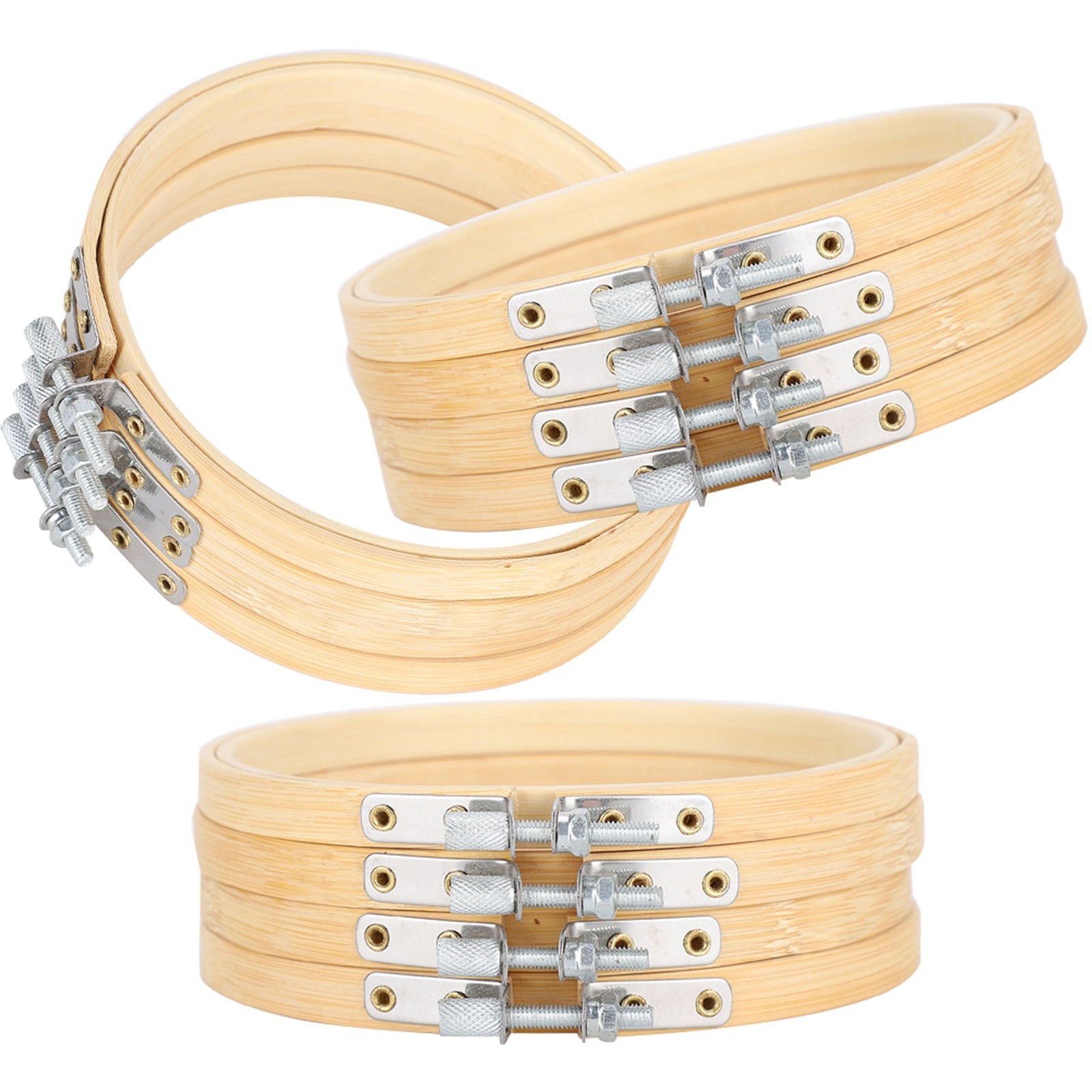 °12pcs 5.1in Bamboo Embroidery Hoops Adjustable Circle Rings For Crossed Stitch.