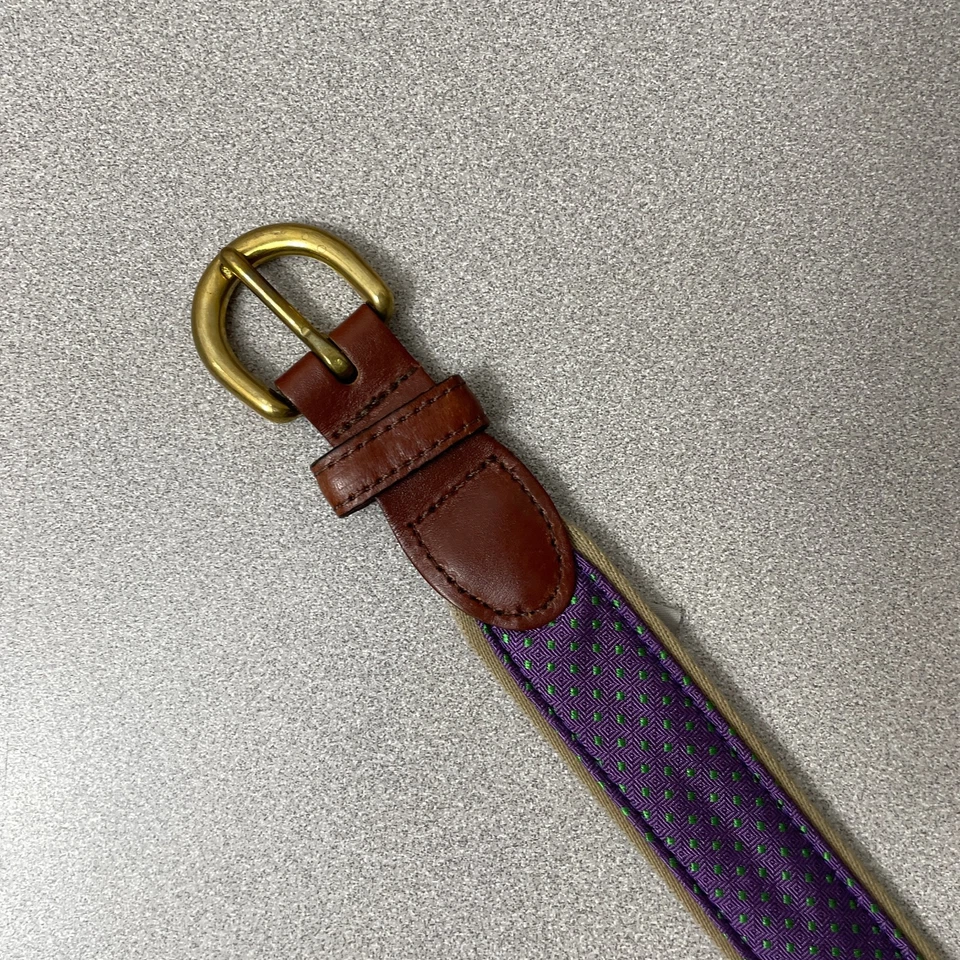 Cinturón de cuero de algodón Barrons Hunter para hombre 38 púrpura hebilla de latón golf 1,5 pulgadas EE. UU. Foto 2 de 4