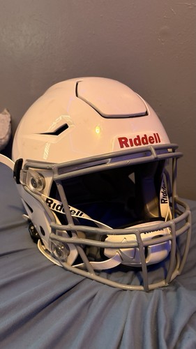 Riddell SpeedFlex Large Football Helmet White/Gray w/ Facemask NOCSAE SEI