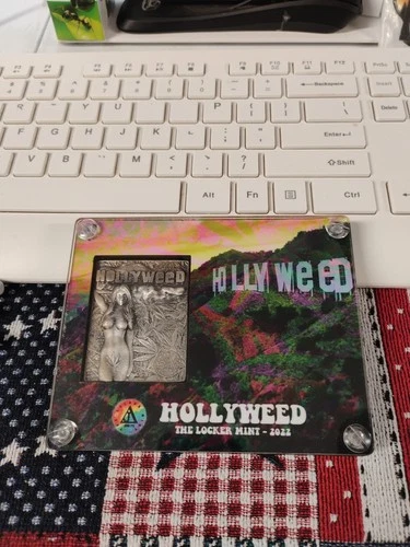 HOLLYWEED 3.1 Troy Oz. "Sexy Bullion" 3D ANTIQUED ART BAR .999 W/DISPLAY #711