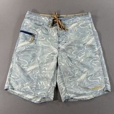 Patagonia Wavefarer Board Shorts Mens 28 Blue White Hawaiian Swim Surfing