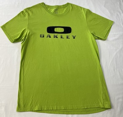 Oakley Men's Short Sleeve T-Shirt Size XLPatch Graphic Stitch Print Lime Green