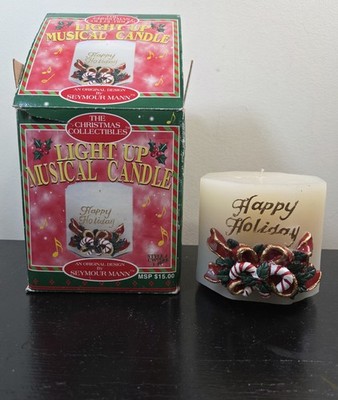 Christmas Collectibles Happy Holiday LightUp Musical Candle Seymour Mann