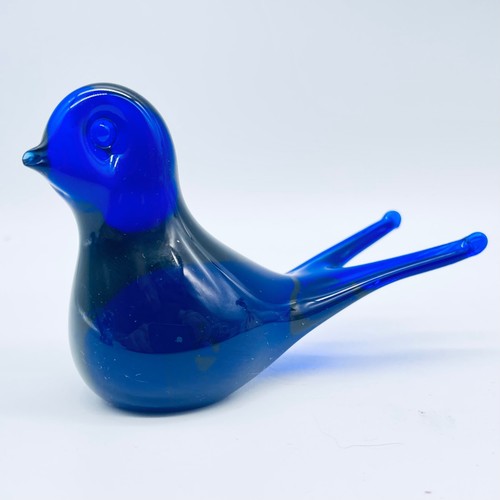 Bosse Blue Bird of Paradise Split Tail Signed Art Glass