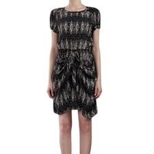 Etoile Isabel Marant Reilly Black Silk Print Wrap Tie Dress Size 1 Small