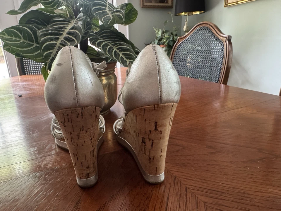 Womens Coach Joslin Metallic Gold Cork Wedges Sz 9M Heels Sandals - Image 3 of 4