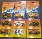THREE OLD VINTAGE 1985 MATCHBOX 3-PACKS! TOTAL 9 CARS! DAMAGED READ BELOW
