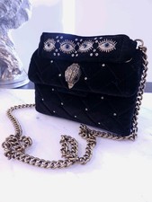 Kurt Geiger mini borsa donna velluto nero Kensington tracolla impreziosita