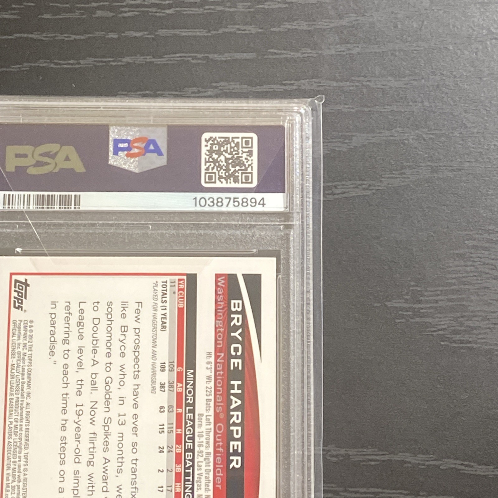 2012 Topps #661 Bryce Harper PSA 9 Rookie Mint RC Screaming Variation! view 5