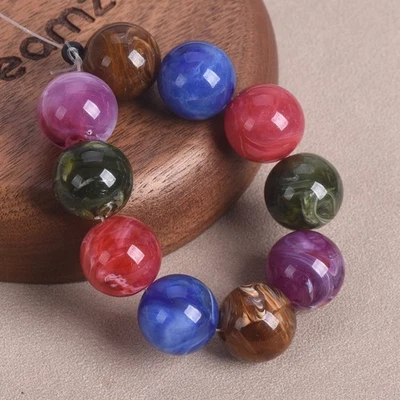 20 pièces perles rondes 14 mm résine plastique lâche pour fabrication bijoux bracelet trouvailles - Photo 1/4