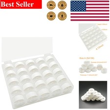 25pcs 90wt Prewound Bobbin Thread for Embroidery - White Soft Polyester