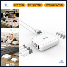 8-Port USB Charger Station, Multi-Port Travel USB C Fast Charging Hub, Compact D
