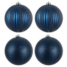 4 Extra Large 15cm Christmas Baubles Matt Glitter Shatterproof Tree Decor New