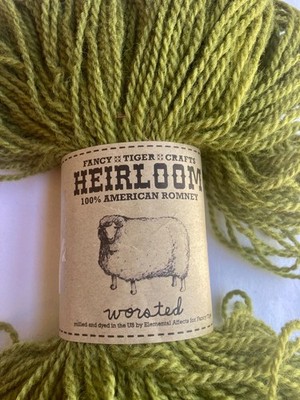 Hank Fancy Tiger HEIRLOOM 100% Romney Wool Yarn Aran Weight 200 Yards NETTLES