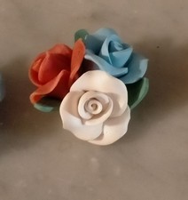 fiori fimo/polimero? vintage lotto 3 pezzi bouquet tre rose fatto a mano