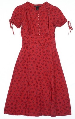 Vintage Marc Jacobs Red Floral 100% Silk Dress Size 2 or S
