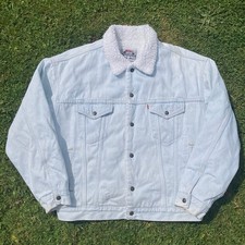 Mens Vintage Levi’s Denim Jacket - Sherpa Lined Fur Coat Borg Made In USA 90s