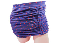 Unique Vintage Monroe Shirred Retro High Waist Bikini Bottom sz 2XL Navy Red