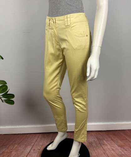 Próxima Talla 10 Pantalones Chinos Regulares Piernas Ajustadas Bolsillos Cinturón Lazos Amarillo Algodón NUEVO - Imagen 4 de 13