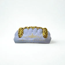 Custom FIT Grillz Curved Front Bar with Diamond Cuts/Dust (925 Sterling SILVER)
